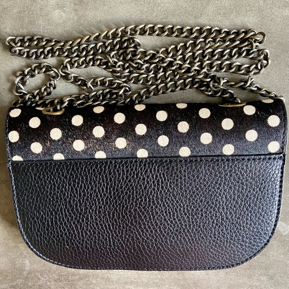 Anthropologie B/W Polka Dot Calf Hair Chain Crossbody Bag/Clutch - Picture 2 of 5